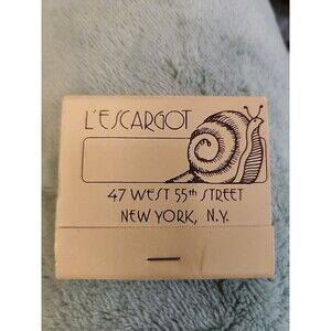 Vintage L’Escargot Restaurant, New York City, Full Unstruck Matchbook